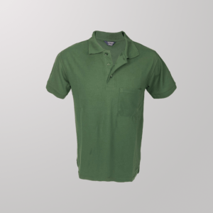 חולצת פולו 100% כותנה כיס ירוק בקבוק